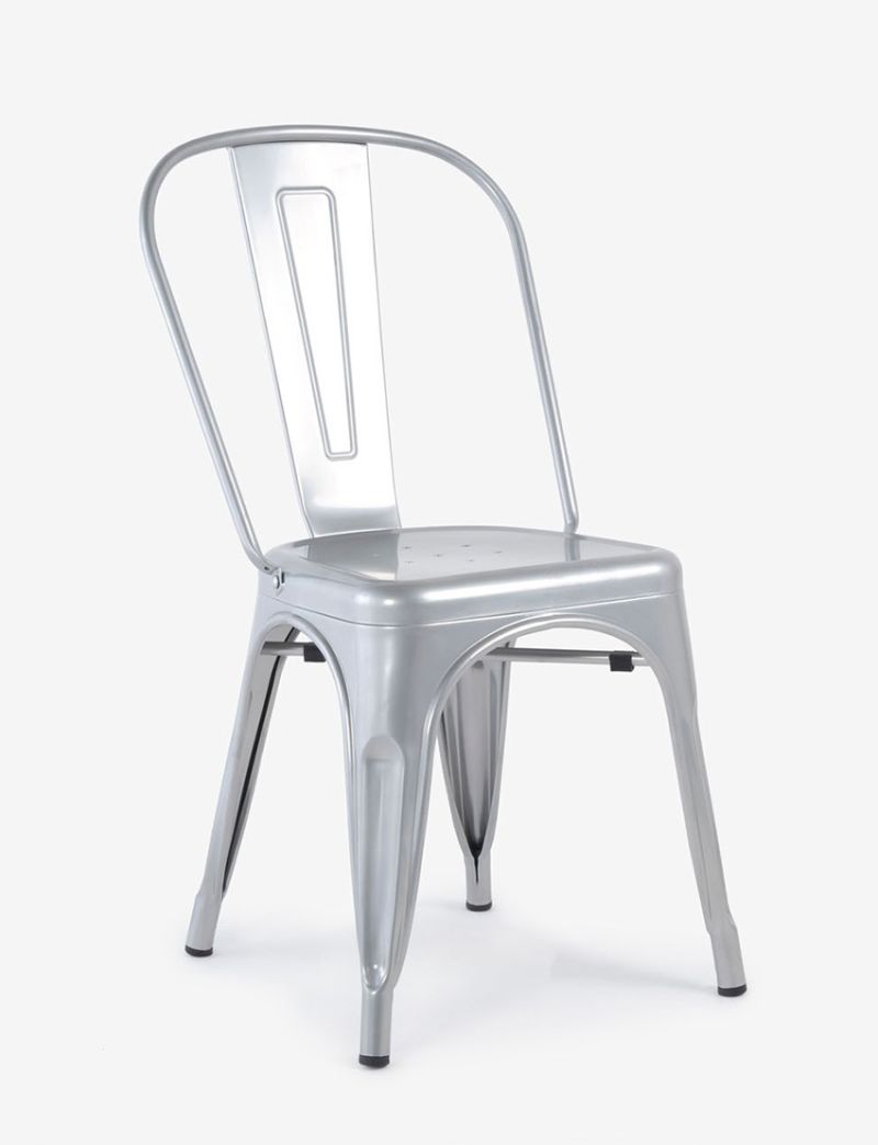 Antibes Stacking Steel Side Chair-Silver