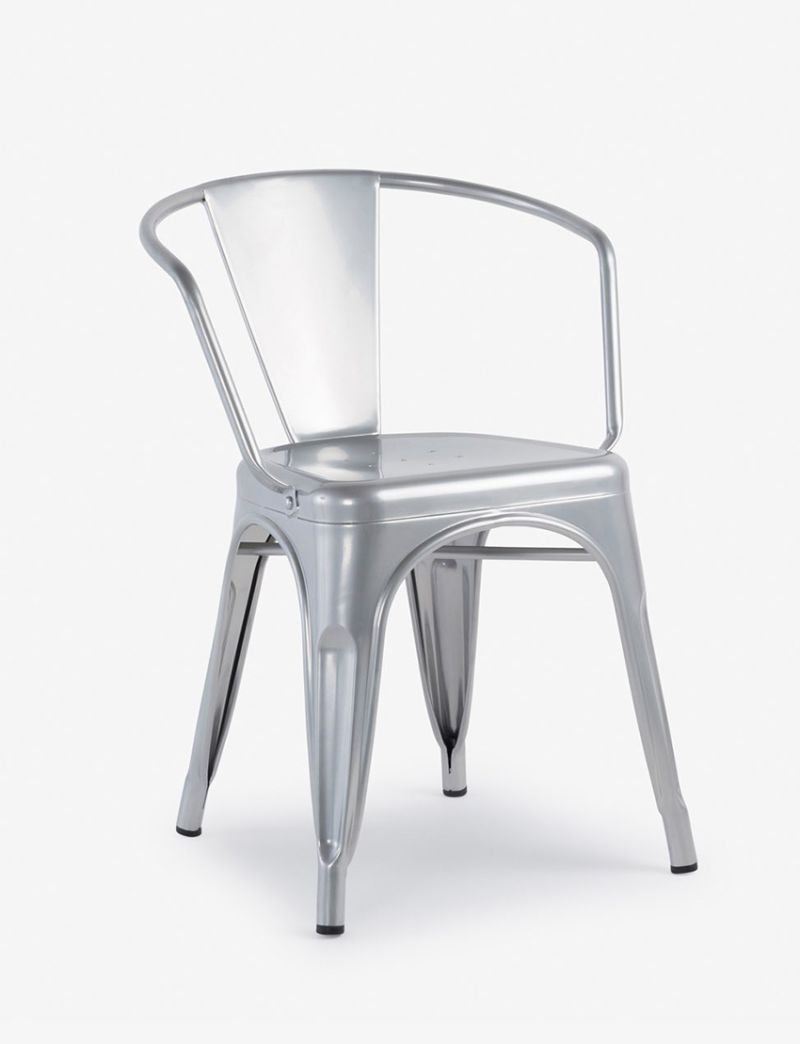 Antibes Steel Arm Chair-Silver