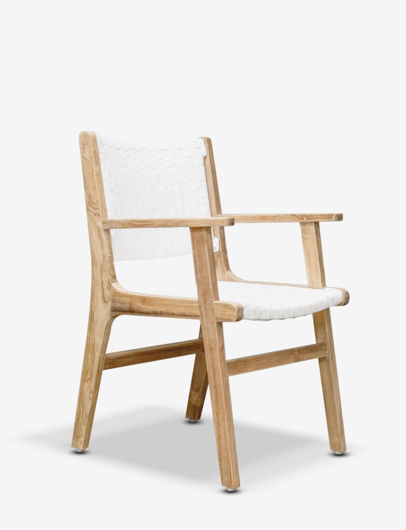 Copenhagen Retro Dining Arm Chair-White Cuban