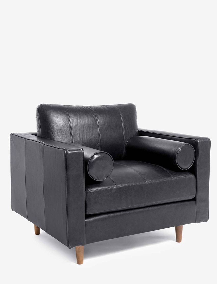 Cognac Leather Lounge Chair - Black