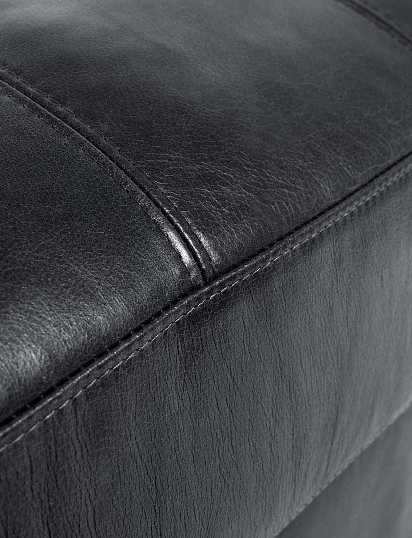 Cognac Leather Loveseat - Black