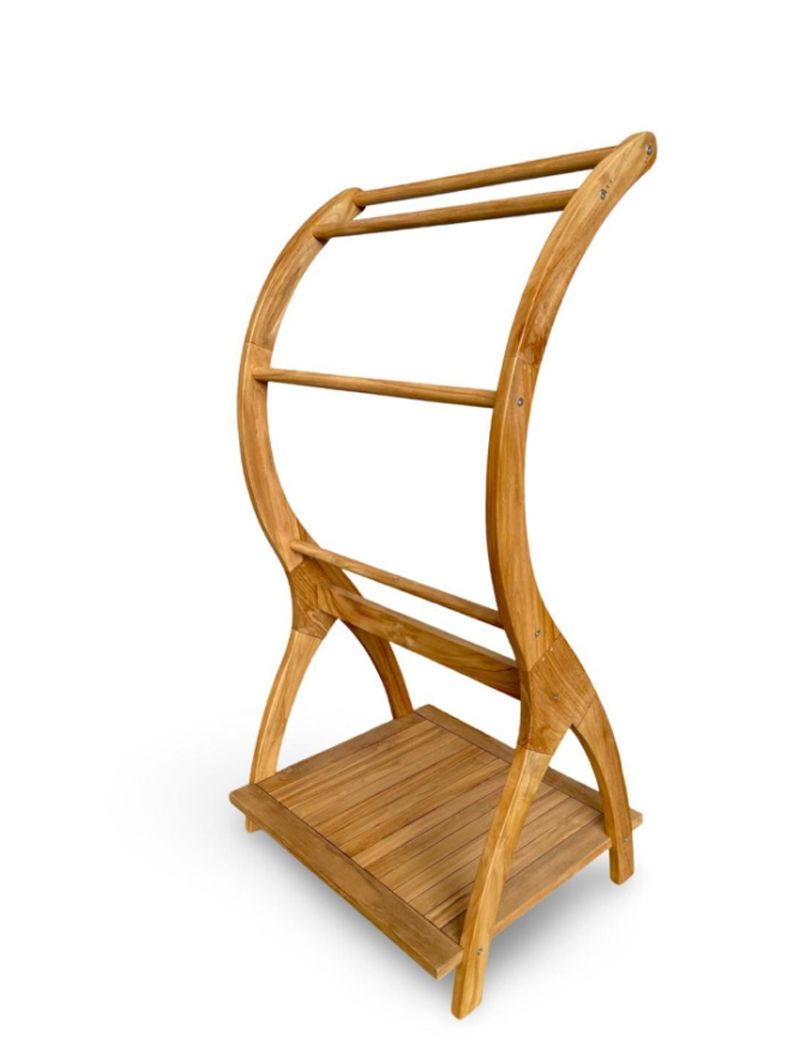 Lyon Teak Towel Rack – With Shelf