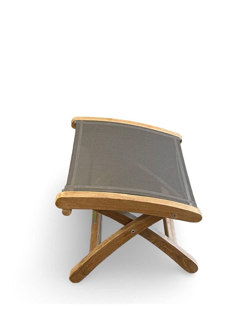 Newport recliner teak frame sling seat angle view