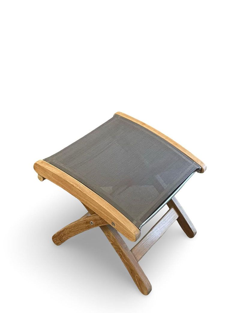 Newport recliner teak frame sling seat angle view