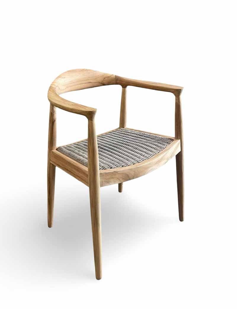 Roskilde Dining Arm Chair Greige Rope Weave