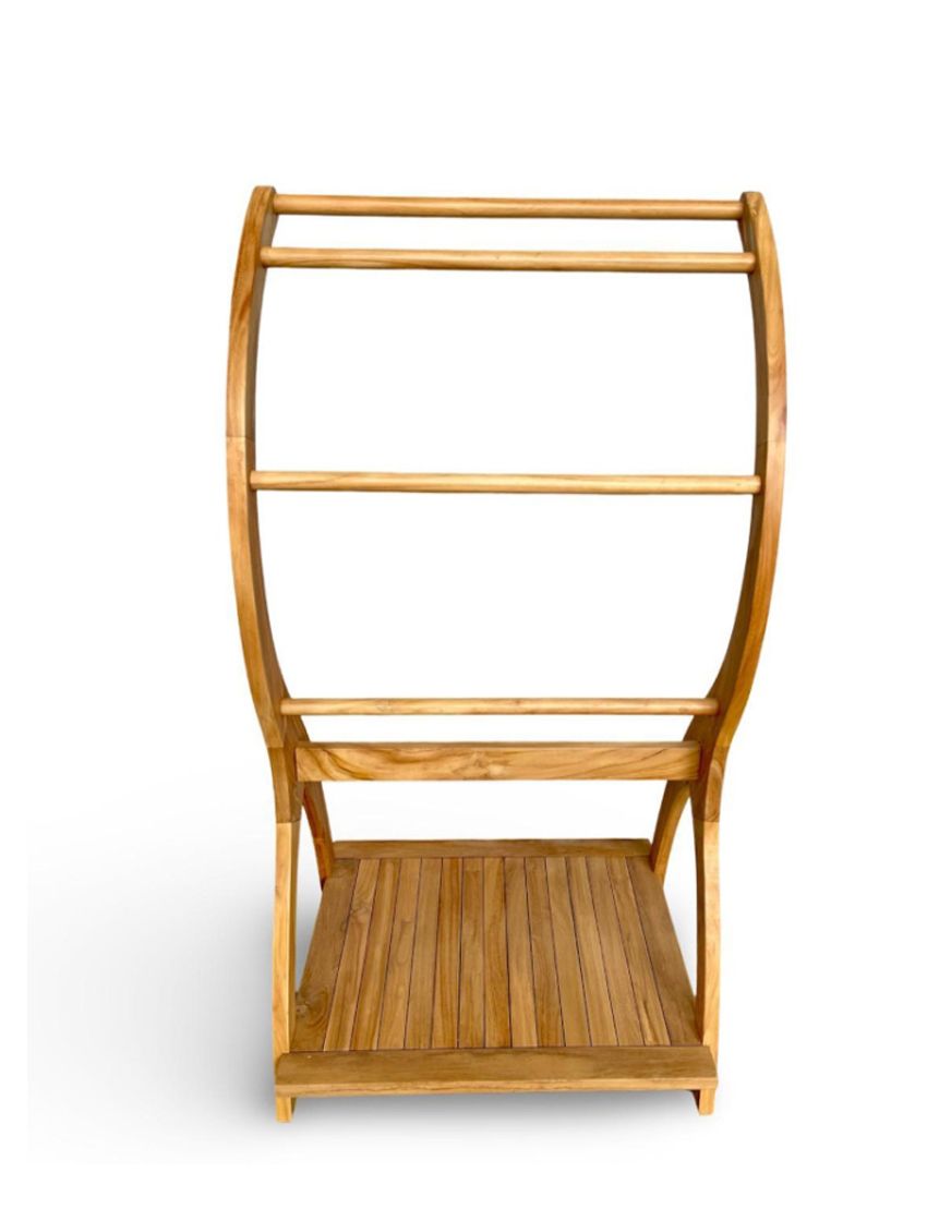 Lyon Teak Towel Rack – With Shelf