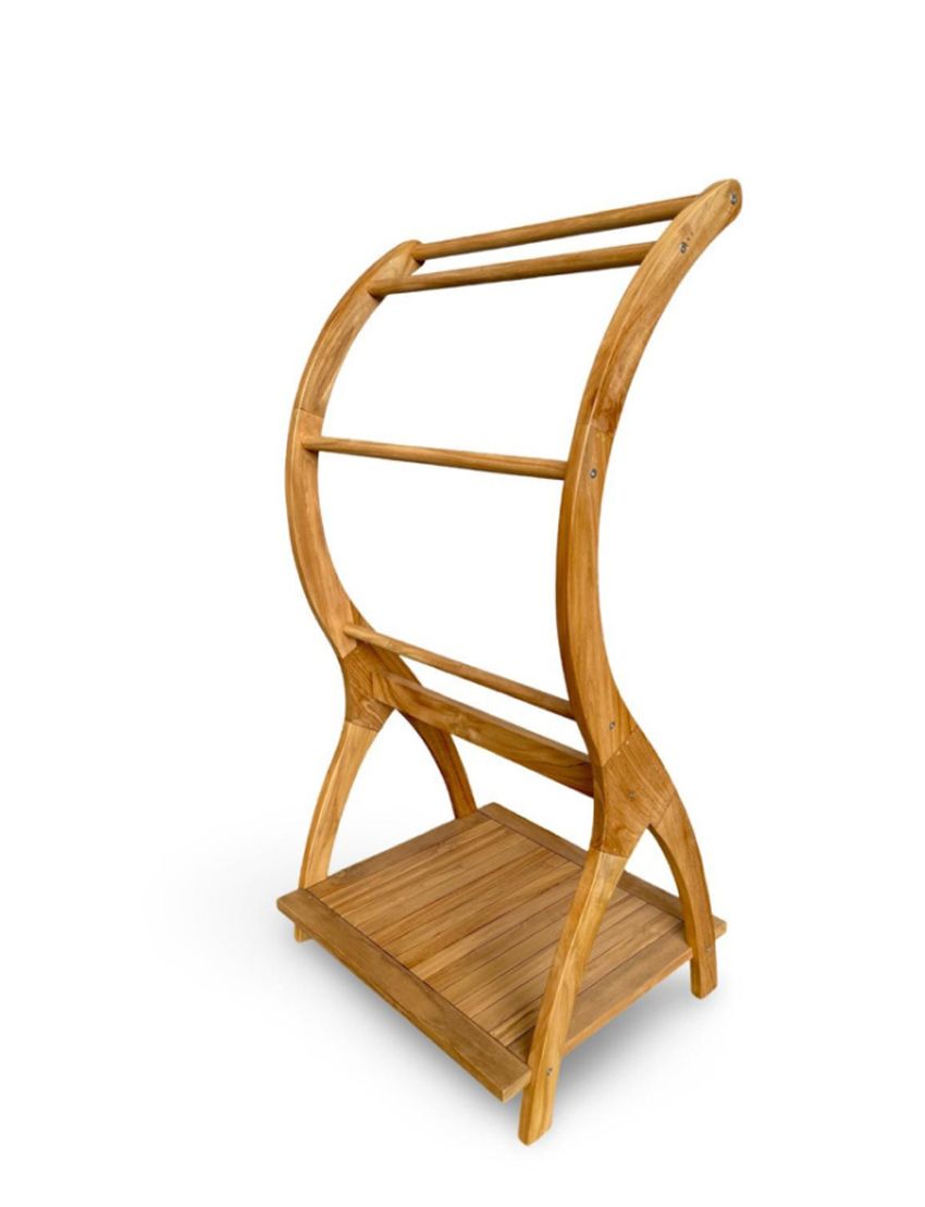 Lyon Teak Towel Rack – With Shelf
